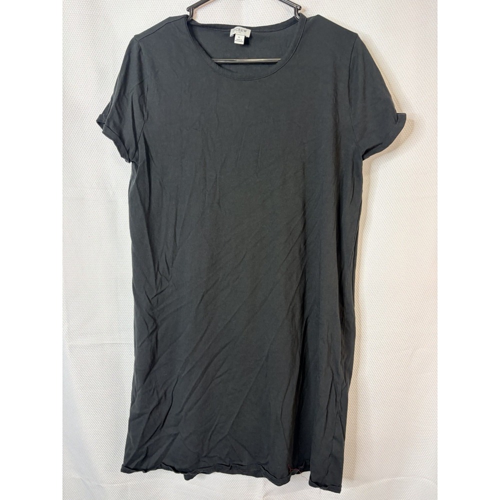 J.Crew Black 100% Cotton Short Sleeve T-Shirt Dress Womens Large L Knee Length